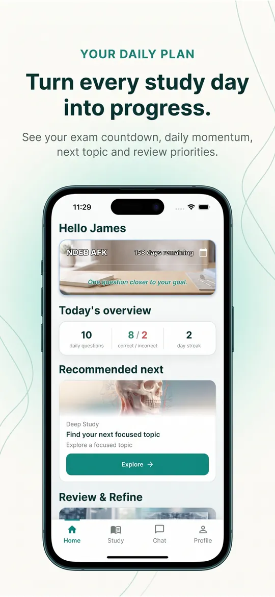 DentistUP iPhone uygulamasında günlük çalışma planı